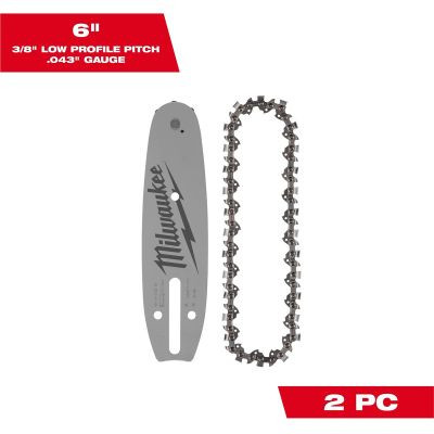Milwaukee Tool 6" 3/8" LOW PROFILE Pitch, .043" Gauge Saw Chain and Guide Bar Set