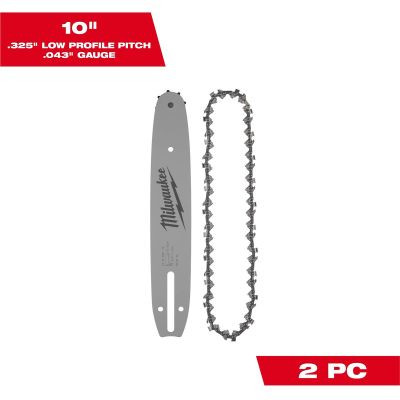Milwaukee Tool 10" .325" LOW PROFILE Pitch, .043" Gauge Saw Chain and Guide Bar Set