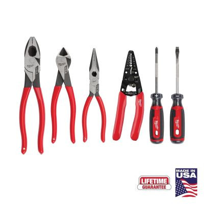 Milwaukee Tool 6 PC. Dipped Grip Cutting Pliers, Wire Stripper, & Cushion Grip Screwdrivers Set (USA)