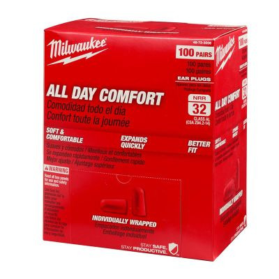 Milwaukee Tool 100 Pair Ear Plugs (Individually Sealed)