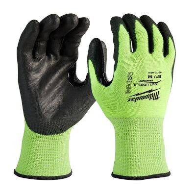 Milwaukee Tool 12 Pk Hi-Vis Cut Lvl 3 Poly Dip-M