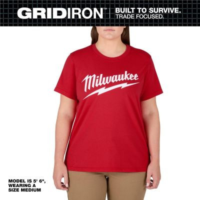 Milwaukee Tool Women's GRIDIRON Logo Tee - Short Sleeve - Red - 2X