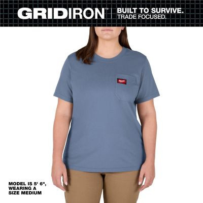 Milwaukee Tool Women's GRIDIRON Pocket T-Shirt - Short Sleeve - Blue M