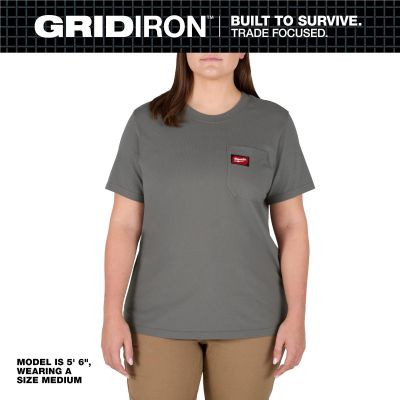 Milwaukee Tool Women's GRIDIRON Pocket T-Shirt - Short Sleeve - Gray - L