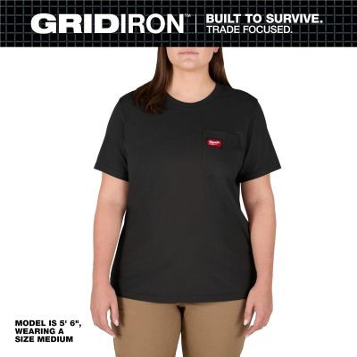 Milwaukee Tool Women's GRIDIRON Pocket T-Shirt - Short Sleeve - Black - XL