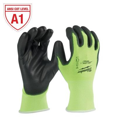 Milwaukee Tool High Visibility Cut Level 1 Polyurethane Dipped Gloves - Large