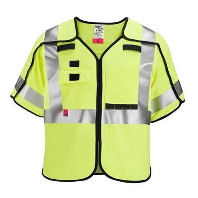 Milwaukee Tool AR/FR Cat. 1 Class 3 Breakaway High Visibility Yellow Safety Vest- 4XL/5XL (ANSI/CSA)