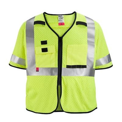 Milwaukee Tool AR/FR Cat. 1 Class 3 High Visibility Yellow Mesh Safety Vest - 4XL/5XL