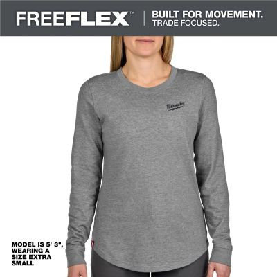 Milwaukee Tool Womens FREEFLEX Hybrid Tee - Long Sleeve Gray M