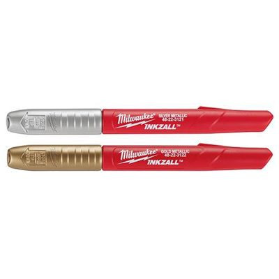 Milwaukee Tool 2PK INKZALL Silver/Gold Metallic Fine Point Marker