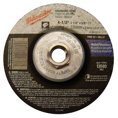 Milwaukee Tool 4-1/2" x 1/4" x 5/8-11" Grinding Wheel (Type 27)