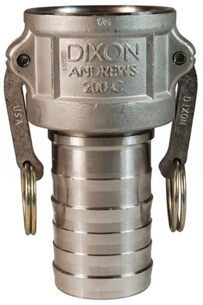 4" Stainless Steel Type C Cam & Groove Coupler x Hose Shank