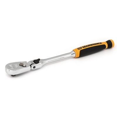 GearWrench 1/4 Inch Drive 90-Tooth Dual Material Locking Flex Head Teardrop Ratchet 8 Inch
