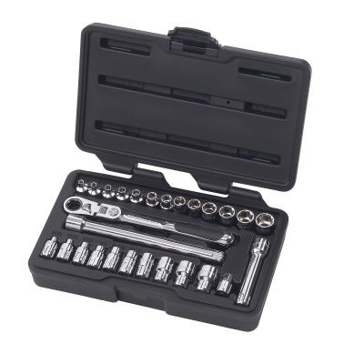 GearWrench 27 Piece 1/4 Inch Drive Pass-Thru 6 Point Standard SAE/Metric Mechanics Tool Set