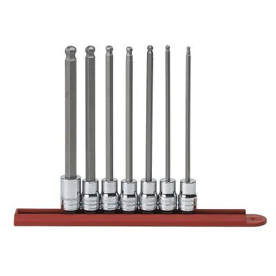 GearWrench 7 Piece 3/8 Inch Drive Long Ball End Hex Bit SAE Socket Set