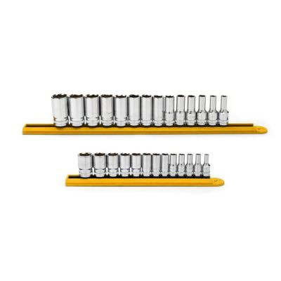 GearWrench 27 Piece 1/4 Inch and 3/8 Inch Drive 6 Point Mid Length Metric Socket Set