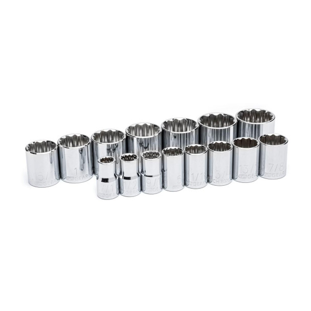 GearWrench 15 Piece 1/2 Inch Drive 12 Point Standard SAE Socket Set - 80731