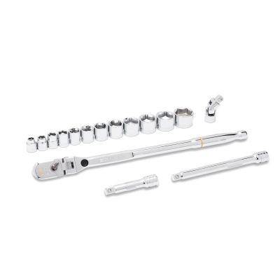GearWrench 16 Piece 3/8 Inch Drive 120XP Locking Flex Head Ratchet and 6 Point SAE Stubby Socket Mechanics Tool Set