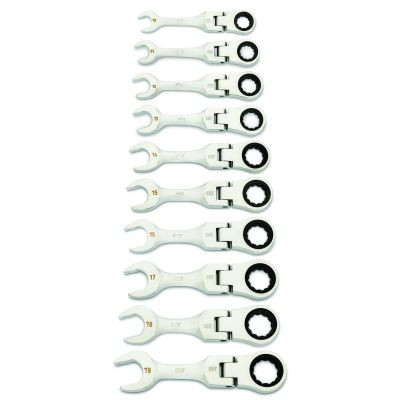 GearWrench 10 Piece 90-Tooth 12 Point Metric Stubby Flex Ratcheting Combination Wrench Set