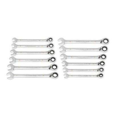 GearWrench 12 Piece 90-Tooth 12 Point Metric Reversible Ratcheting Wrench Set
