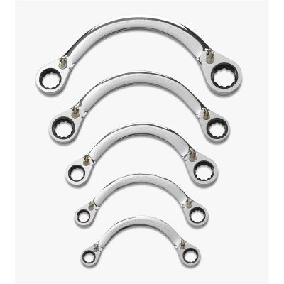 GearWrench 5 Piece 72-Tooth 12 Point Reversible Half Moon Double Box Ratcheting Metric Wrench Set