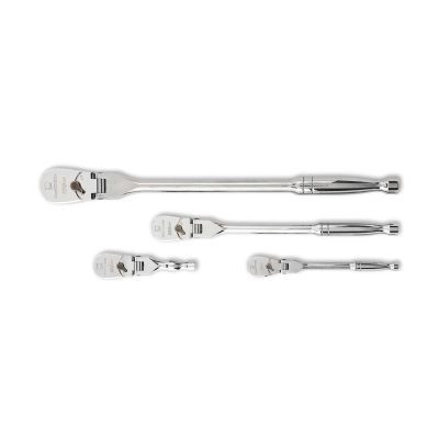 GearWrench 4 Piece 1/4 Inch, 3/8 Inch & 1/2 Inch Drive 120XP Flex Head Teardrop Ratchet Set