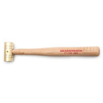 GearWrench 1 Pound Brass Hammer with Hickory Handle