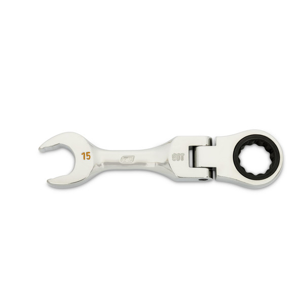 GearWrench 15mm 90-Tooth 12 Point Stubby Flex Combination Ratcheting Wrench - 86865
