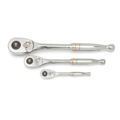 GearWrench 3 Pc. 1/4 Inch, 3/8 Inch and 1/2 Inch Drive 90-Tooth Quick Release Teardrop Ratchet Set
