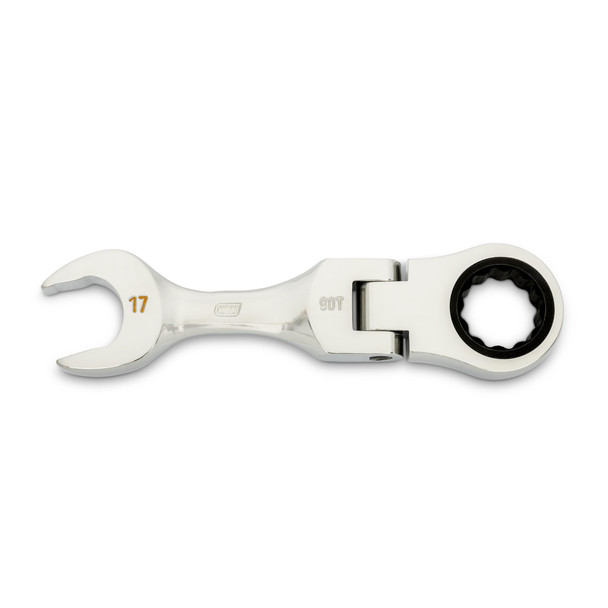 GearWrench 17mm 90-Tooth 12 Point Stubby Flex Combination Ratcheting Wrench - 86867