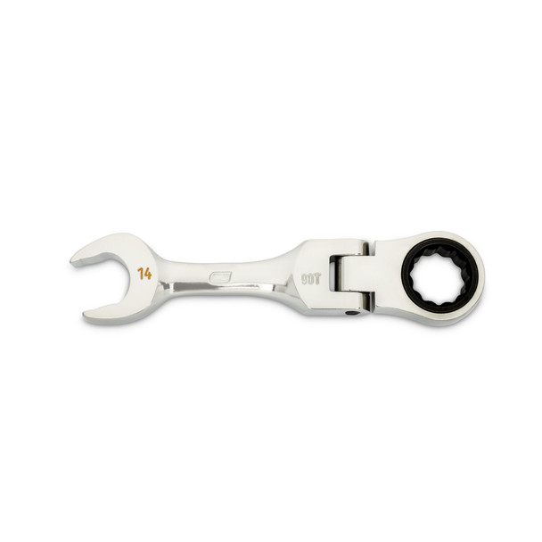 GearWrench 14mm 90-Tooth 12 Point Stubby Flex Combination Ratcheting Wrench - 86864