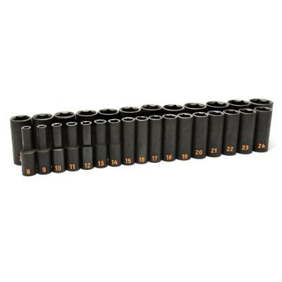 GEARWRENCH 29 Piece 1/2" Drive 6 Point Metric Hi-Viz Deep Impact Socket Set