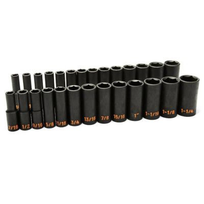 GEARWRENCH 27 Piece 1/2" Drive 6 Point SAE Hi-Viz/Metric Hi-Viz Deep Impact Socket Set