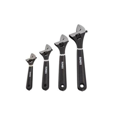 SUNEX 4Pc Adjustable Wrench Set - 6" 8" 10" 12"