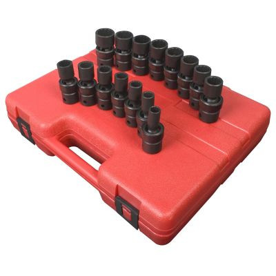 SUNEX 15 PC 1/2" DR 12 PT METRIC UNIV IMPACT SOCKET