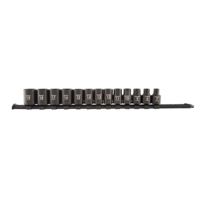SUNEX 3/8" Dr. Metric Impact Socket Set on Rail