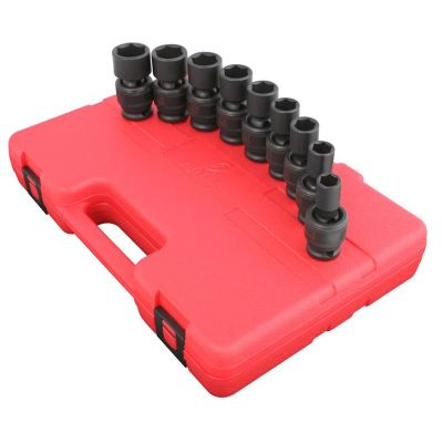 SUNEX SOCKET SET IMPACT 1/2IN. DRIVE 9 PC UNIV STD SAE
