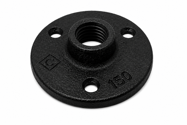 150# Black Malleable Iron Floor Flange with Female NPT Threads