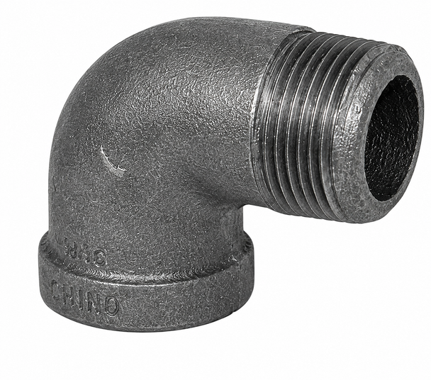 150# Black Malleable Iron 90° Street Elbow with Male NPT × Female NPT Threads – Class 150 Threaded Pipe Fitting, Black Malleable Iron Construction, Available in Sizes from 1/8 Inch through 6 Inch for Plumbing, Industrial, Mechanical, and Fire Protection Applications.