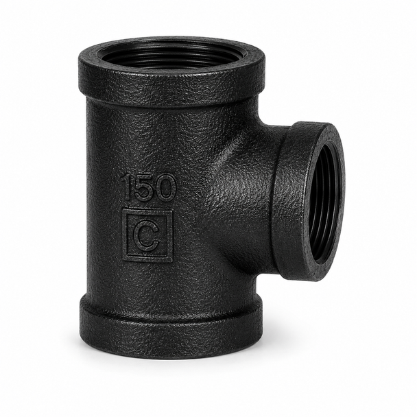 150# Black Malleable Iron Tee Female Threaded Pipe Fitting
