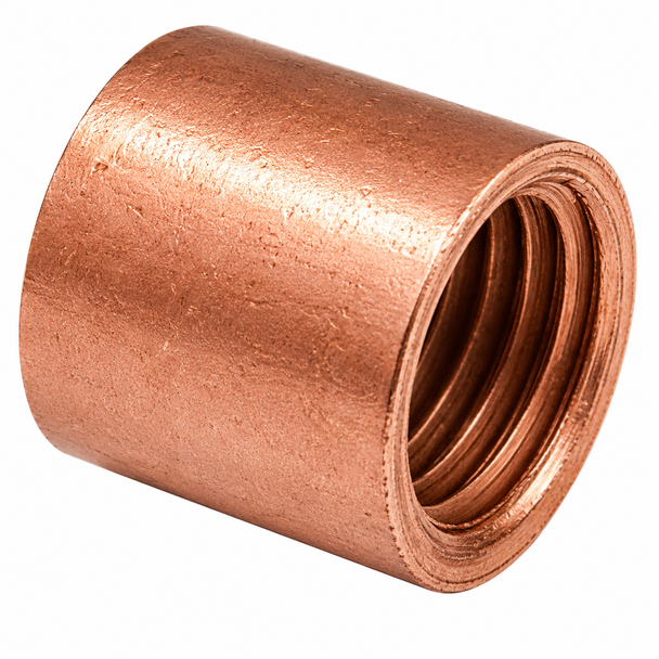 Domestic Wrot Copper Fitting x Female NPT Flush Bushing with fitting x female NPT reducing connection for plumbing, HVAC, refrigeration, and industrial piping systems.