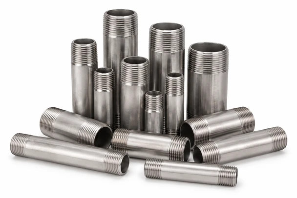 304 Stainless Steel Schedule 40 Threaded Pipe Nipples – Assorted Sizes and Lengths