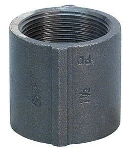 Ductile iron threaded coupling with female NPT connections on both ends.