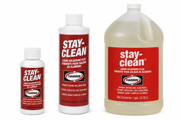 Harris Stay-Clean Liquid Soldering Flux – 4 oz, 16 oz, and 1 gallon size options