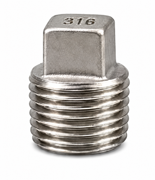 316 Stainless Steel 150# Threaded Square Head Solid Plug - SP112