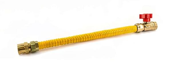 5/8" OD Yellow Coated Gas Connector with Straight Ball Valve - 1/2" FIP x 1/2" FIP