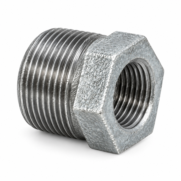 Billco galvanized steel face bushing with male and female pipe threads