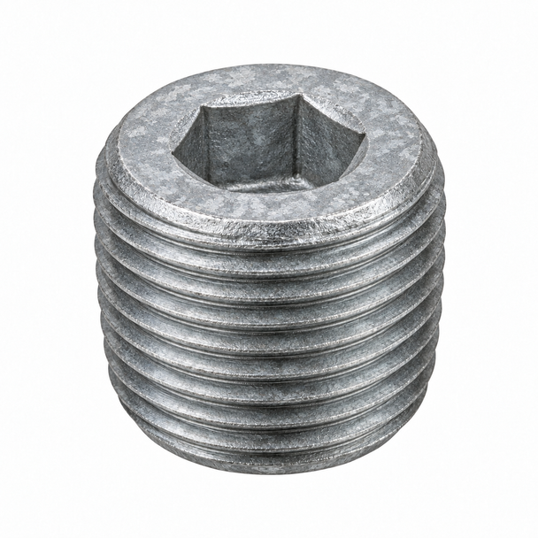 Representative Billco galvanized alloy steel hex socket plug, male threaded, recessed hex drive