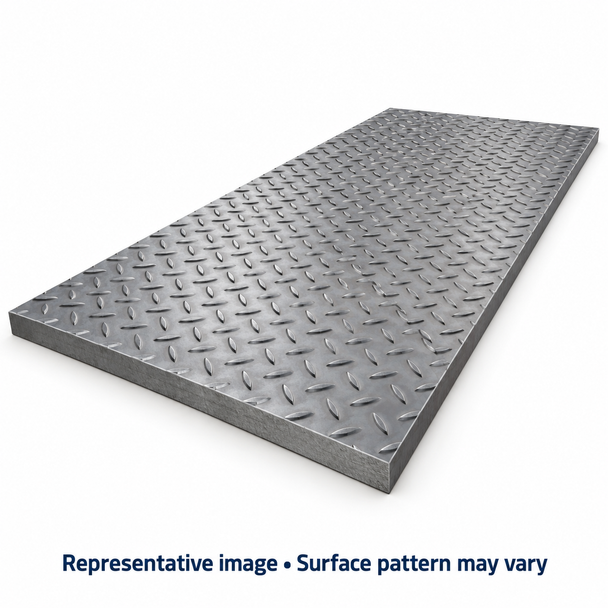 Representative carbon steel floor plate with a raised tread surface; actual surface pattern may vary.