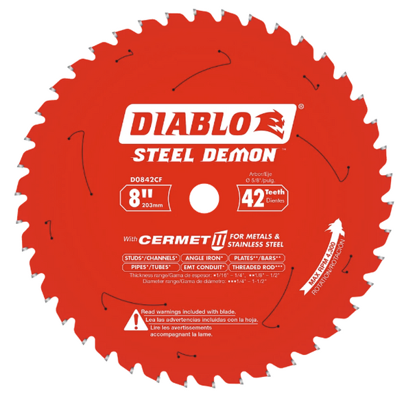 8 in. x 42 Tooth Steel Demon Cermet II Saw Blade for Metals and Stainless Steel